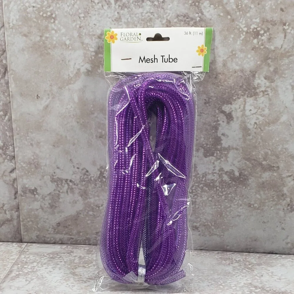 Arts Crafts Decorative Floral Garden Mesh Garland Plastic Purple Tubing 36 ft